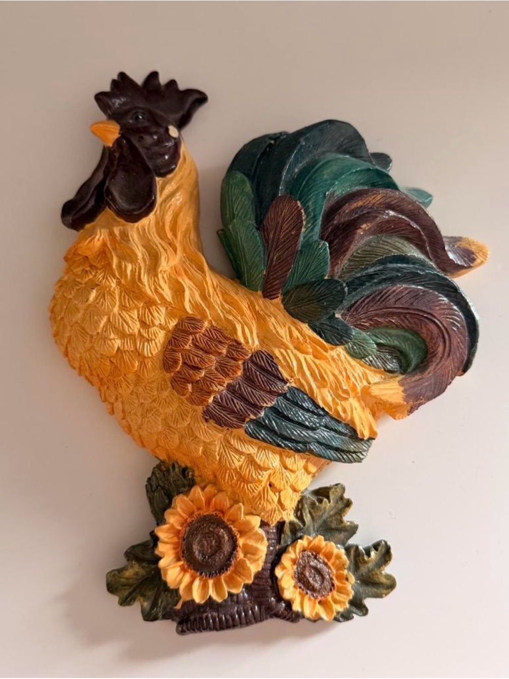 Source Unknown Yellow and Green Rooster Wall Décor
